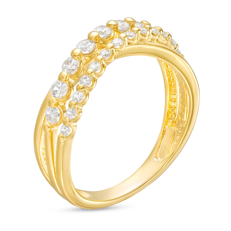 0.50 CT. T.W. Certified Lab-Grown Diamond Triple Row Crossover Ring in 14K Gold (F/SI2)