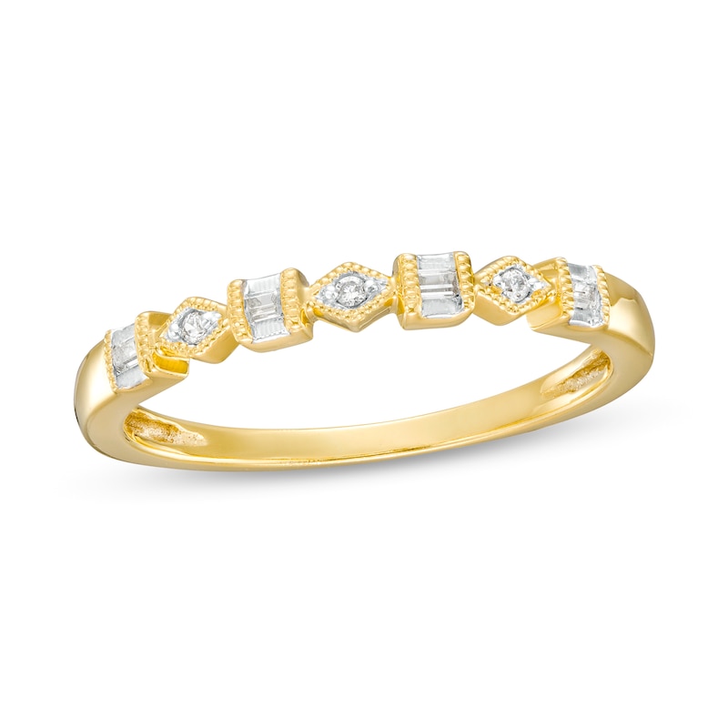 0.05 CT. T.W. Diamond Alternating Vintage-Style Anniversary Band in 10K Gold|Peoples Jewellers