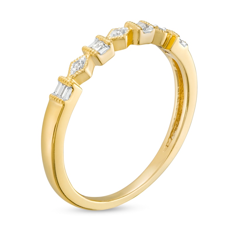 0.05 CT. T.W. Diamond Alternating Vintage-Style Anniversary Band in 10K Gold