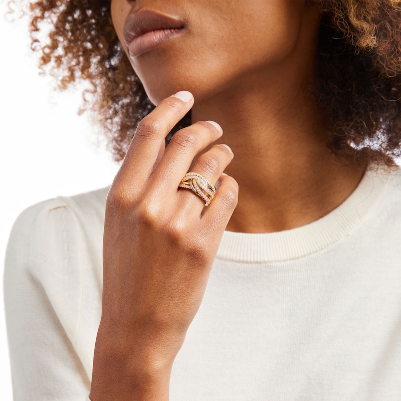 1.00 CT. T.W. Certified Lab-Grown Diamond Multi-Row Bypass Ring in 14K Gold (F/SI2)