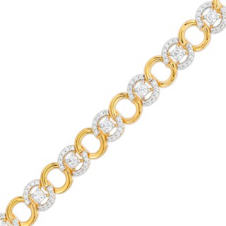 2.01 CT. T.W. Certified Lab-Created Diamond Alternating Circle Link Bracelet in 14K Gold (F/SI2)