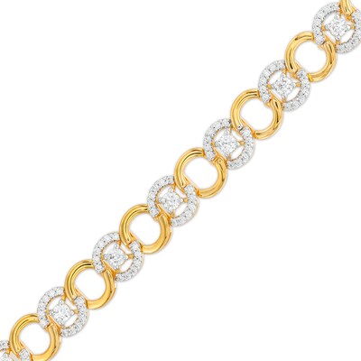 2.01 CT. T.W. Certified Lab-Created Diamond Alternating Circle Link Bracelet in 14K Gold (F/SI2)
