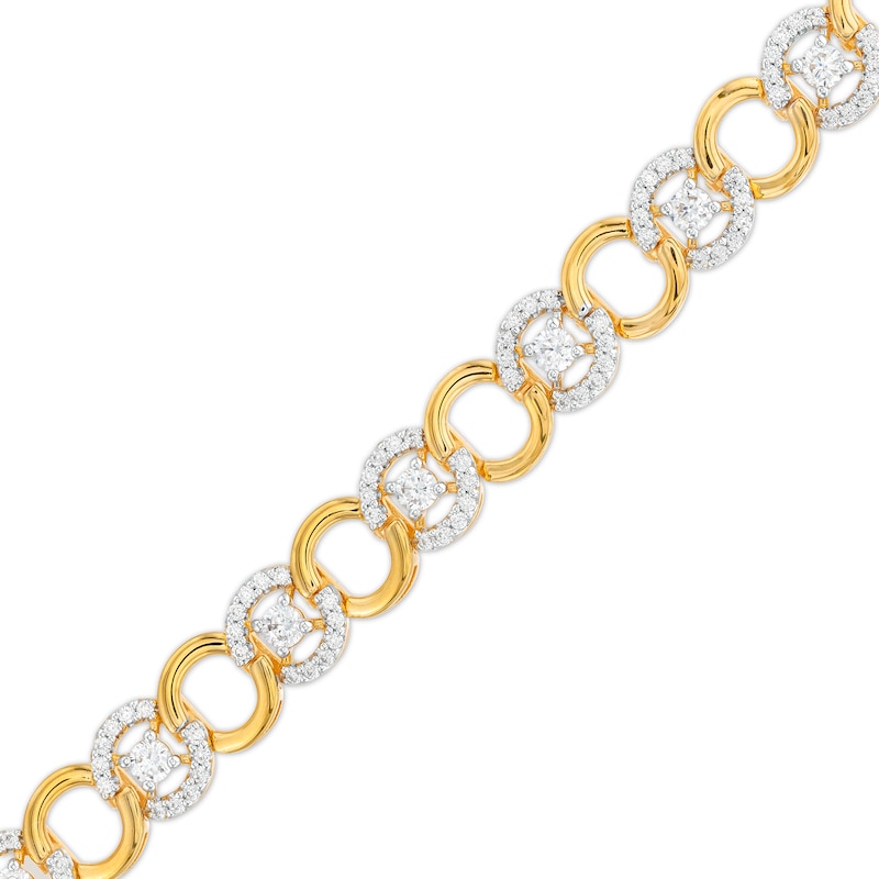 2.01 CT. T.W. Certified Lab-Created Diamond Alternating Circle Link Bracelet in 14K Gold (F/SI2)|Peoples Jewellers