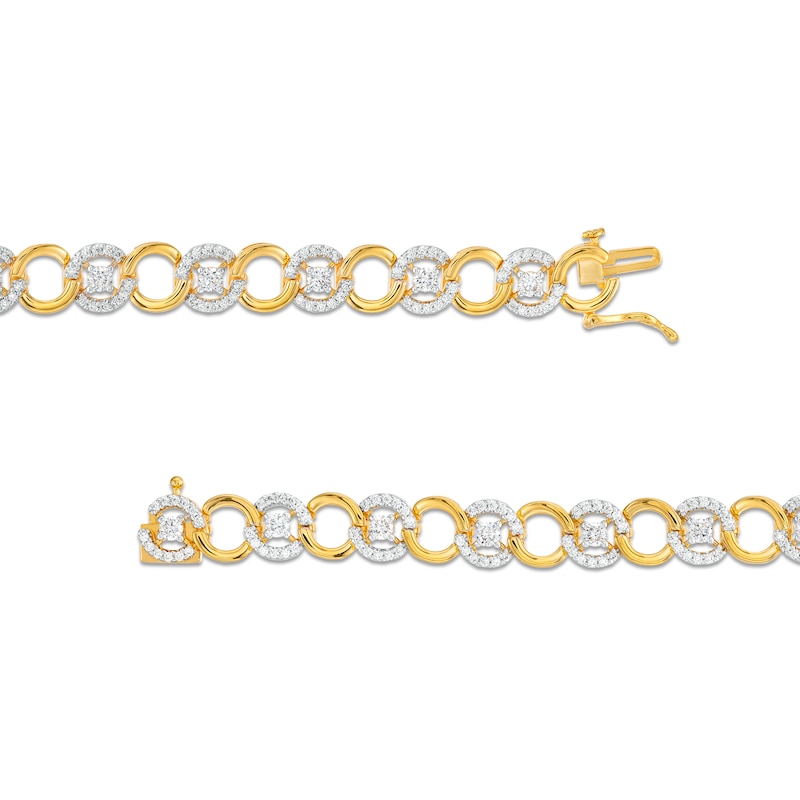 2.01 CT. T.W. Certified Lab-Created Diamond Alternating Circle Link Bracelet in 14K Gold (F/SI2)