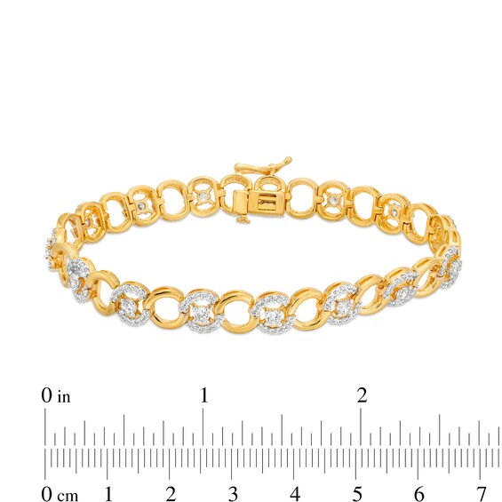 2.01 CT. T.W. Certified Lab-Created Diamond Alternating Circle Link Bracelet in 14K Gold (F/SI2)