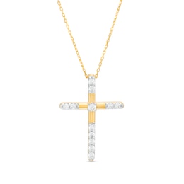 0.33 CT. T.W. Certified Lab-Grown Diamond Cross Pendant in 14K Gold (F/SI2)