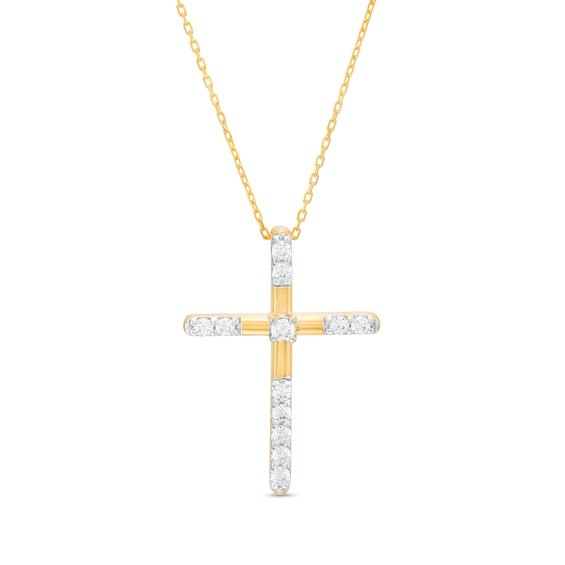 0.33 CT. T.W. Certified Lab-Created Diamond Cross Pendant in 14K Gold (F/SI2)