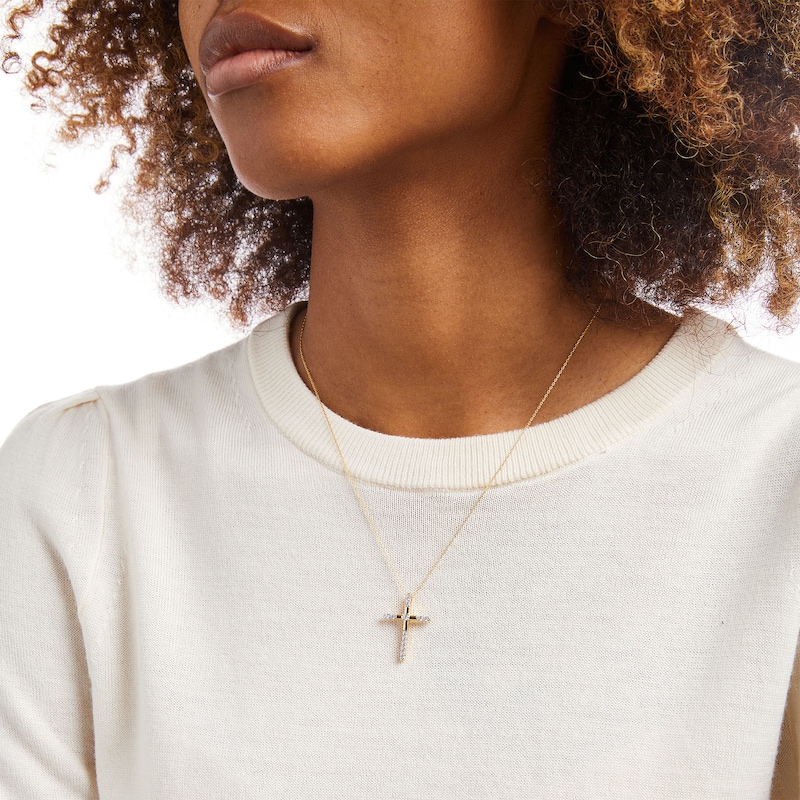 Main Image 2 of 0.33 CT. T.W. Certified Lab-Grown Diamond Cross Pendant in 14K Gold (F/SI2)