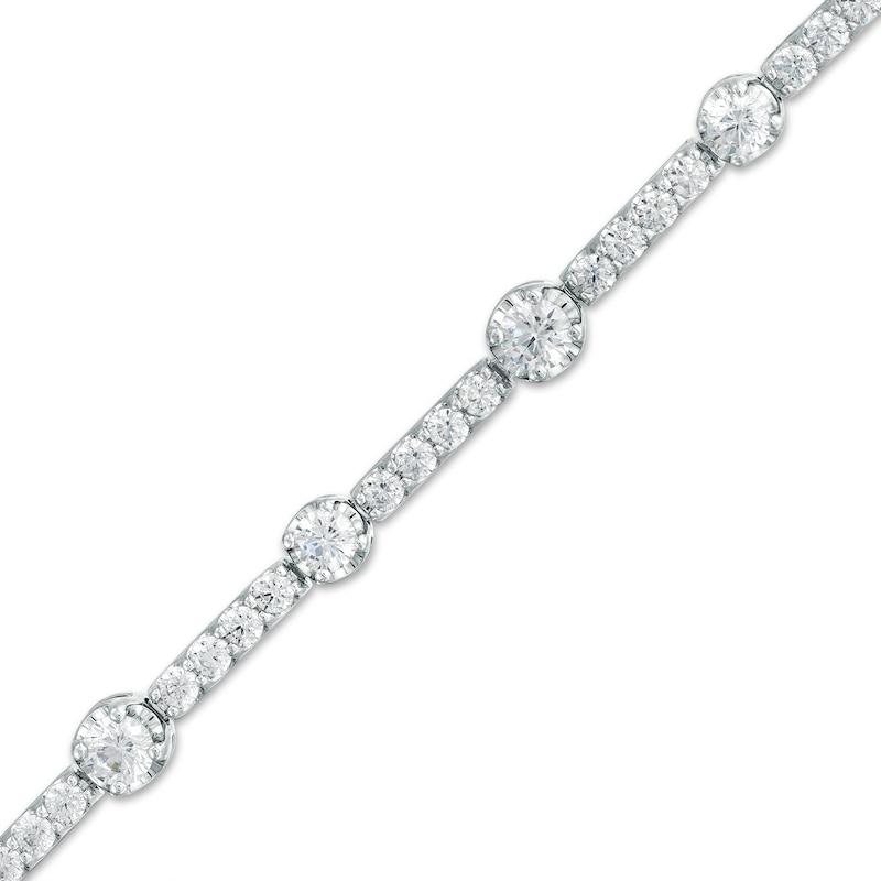 4.00 CT. T.W. Certified Lab-Created Diamond Alternating Line Bracelet in 14K White Gold (F/SI2)|Peoples Jewellers