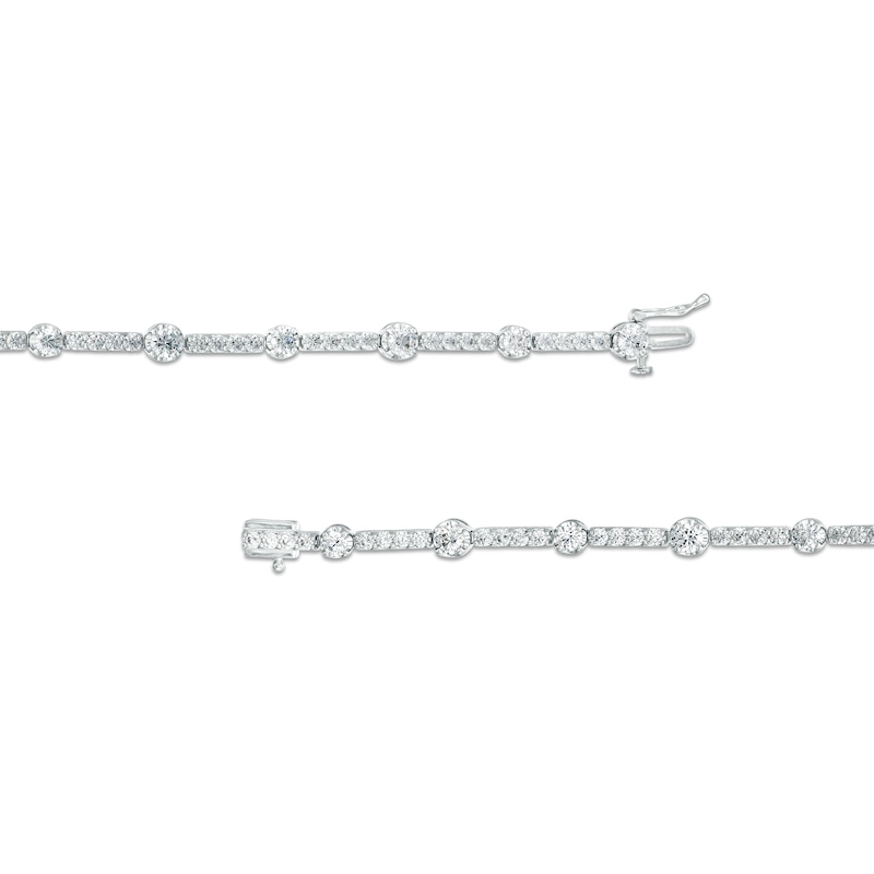 4.00 CT. T.W. Certified Lab-Created Diamond Alternating Line Bracelet in 14K White Gold (F/SI2)|Peoples Jewellers