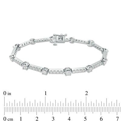 4.00 CT. T.W. Certified Lab-Created Diamond Alternating Line Bracelet in 14K White Gold (F/SI2)