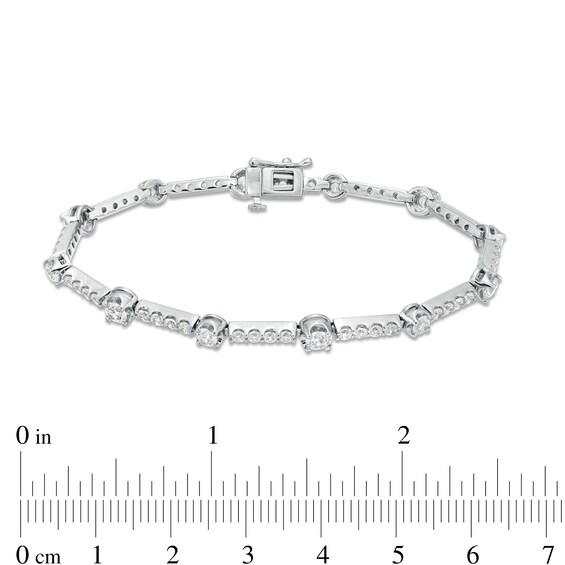 4.00 CT. T.W. Certified Lab-Created Diamond Alternating Line Bracelet in 14K White Gold (F/SI2)
