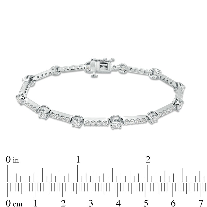 4.00 CT. T.W. Certified Lab-Created Diamond Alternating Line Bracelet in 14K White Gold (F/SI2)|Peoples Jewellers