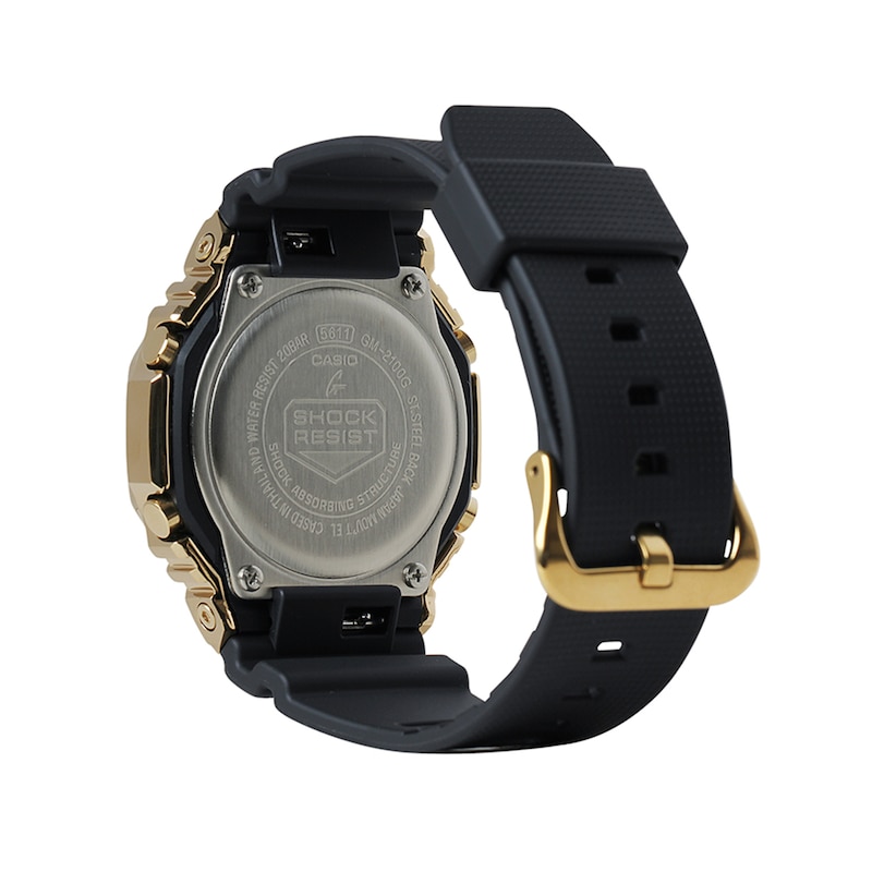 Men's Casio G-Shock Classic Gold-Tone IP Black Resin Strap Watch with Black Dial (Model: GM2100G-1A9)