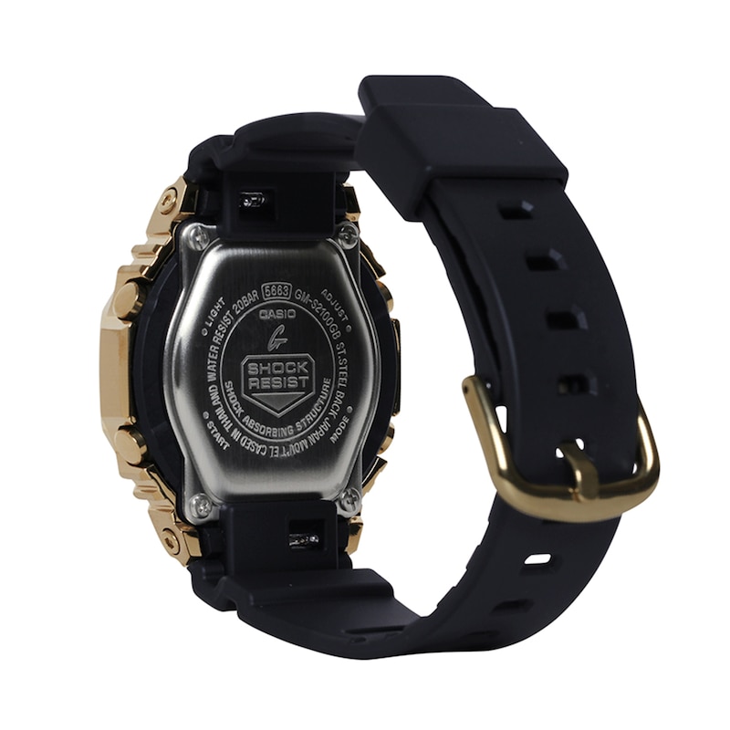 Ladies' Casio G-Shock Classic Gold-Tone IP Black Resin Strap Watch with Black Dial (Model: GMS2100GB-1A)