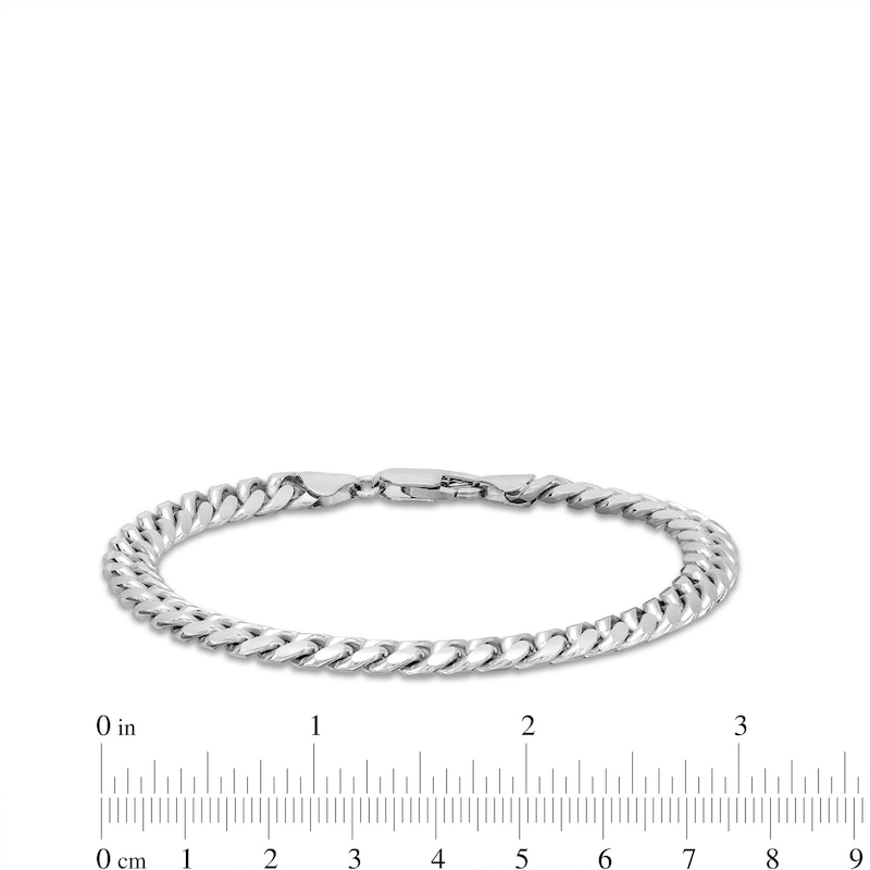 Main Image 4 of Men's 7.2mm Diamond-Cut Cuban Curb Chain Bracelet in Solid Sterling Silver  - 8.5"