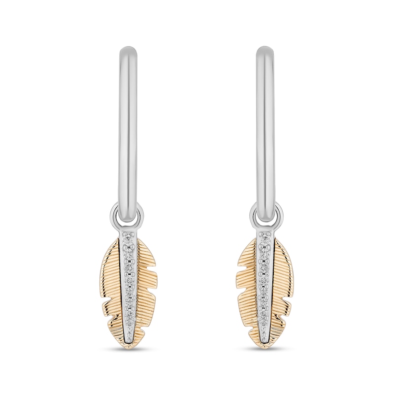 Main Image 2 of Enchanted Disney Pocahontas 0.085 CT. T.W. Diamond Feather Drop Earrings in Sterling Silver and 10K Gold