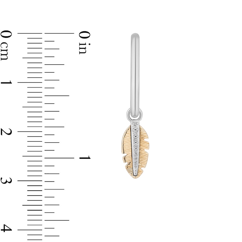 Main Image 3 of Enchanted Disney Pocahontas 0.085 CT. T.W. Diamond Feather Drop Earrings in Sterling Silver and 10K Gold