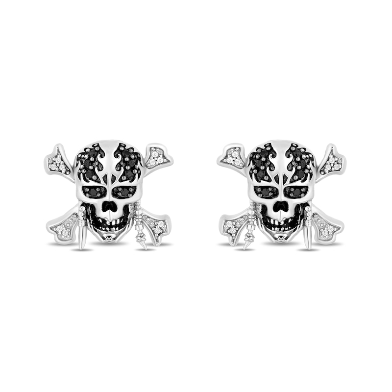 Disney Treasures Pirates of the Caribbean 0.145 CT. T.W. Black and White Diamond Skull Stud Earrings in Sterling Silver|Peoples Jewellers