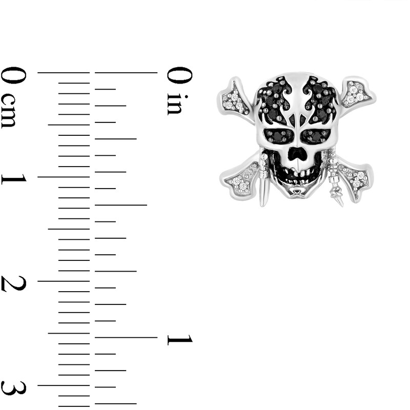 Disney Treasures Pirates of the Caribbean 0.145 CT. T.W. Black and White Diamond Skull Stud Earrings in Sterling Silver