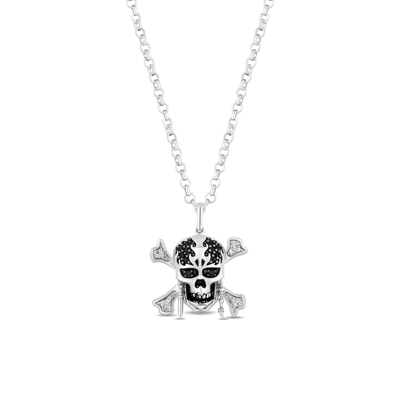 Disney Treasures Pirates of the Caribbean 0.145 CT. T.W. Black and White Diamond Skull Pendant in Sterling Silver – 20"|Peoples Jewellers