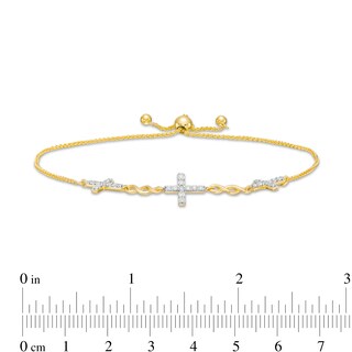 0.23 CT. T.W. Diamond Alternating Infinity Loop Cross Bolo Bracelet in 10K Gold – 10"