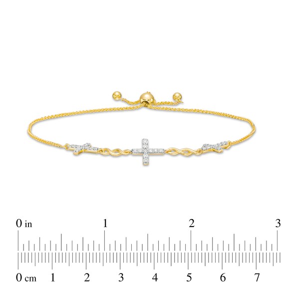 0.23 CT. T.W. Diamond Alternating Infinity Loop Cross Bolo Bracelet in 10K Gold – 10"