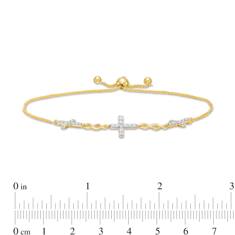 0.23 CT. T.W. Diamond Alternating Infinity Loop Cross Bolo Bracelet in 10K Gold – 10"