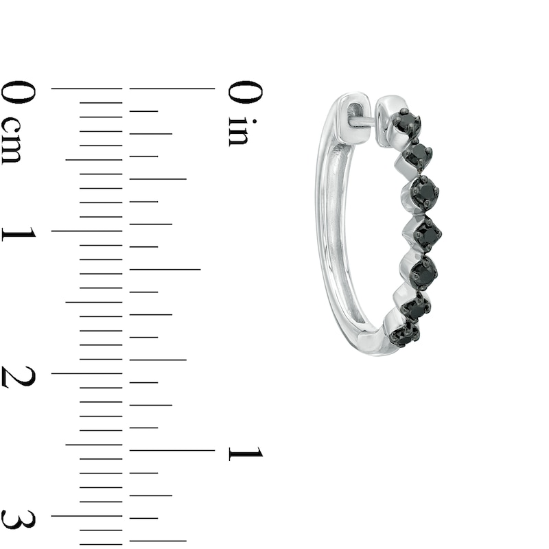 Main Image 3 of 0.25 CT. T.W. Black Diamond Alternating Geometric Hoop Earrings in Sterling Silver