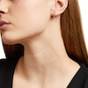 Baguette Cubic Zirconia Three Stone Hoop Earrings in 14K Gold