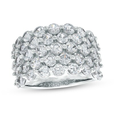 4.00 CT. T.W. Certified Lab-Created Diamond Multi-Row Ring in 14K White Gold (F/SI2)