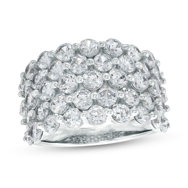 4.00 CT. T.W. Certified Lab-Created Diamond Multi-Row Ring in 14K White Gold (F/SI2)|Peoples Jewellers