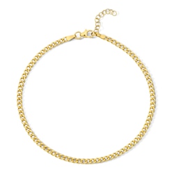 3.0mm Curb Chain Anklet in Semi-Solid 10K Gold - 10"
