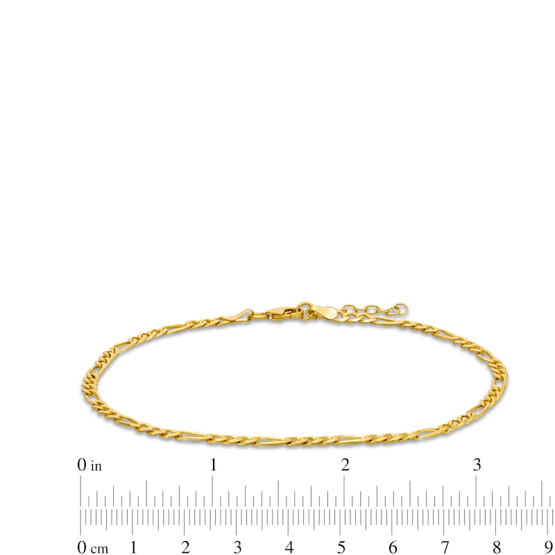 Main Image 3 of 3.0mm Figaro Chain Anklet in Solid 10K Gold - 10"