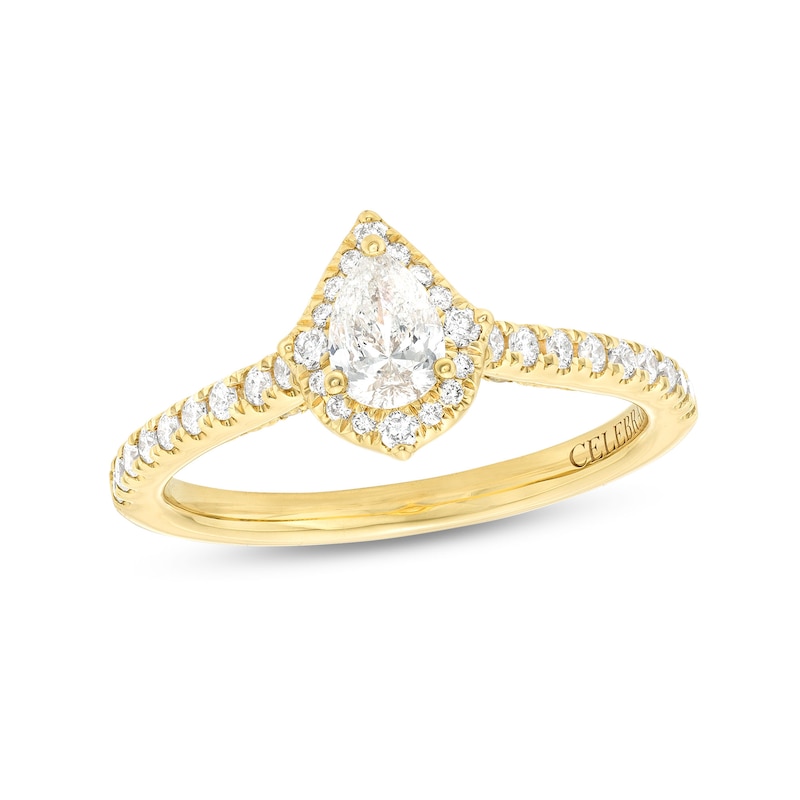 Celebration Infinite™ Canadian Certified Pear-Shaped Centre Diamond 0.69 CT. T.W. Frame Engagement Ring in 14K Gold|Peoples Jewellers