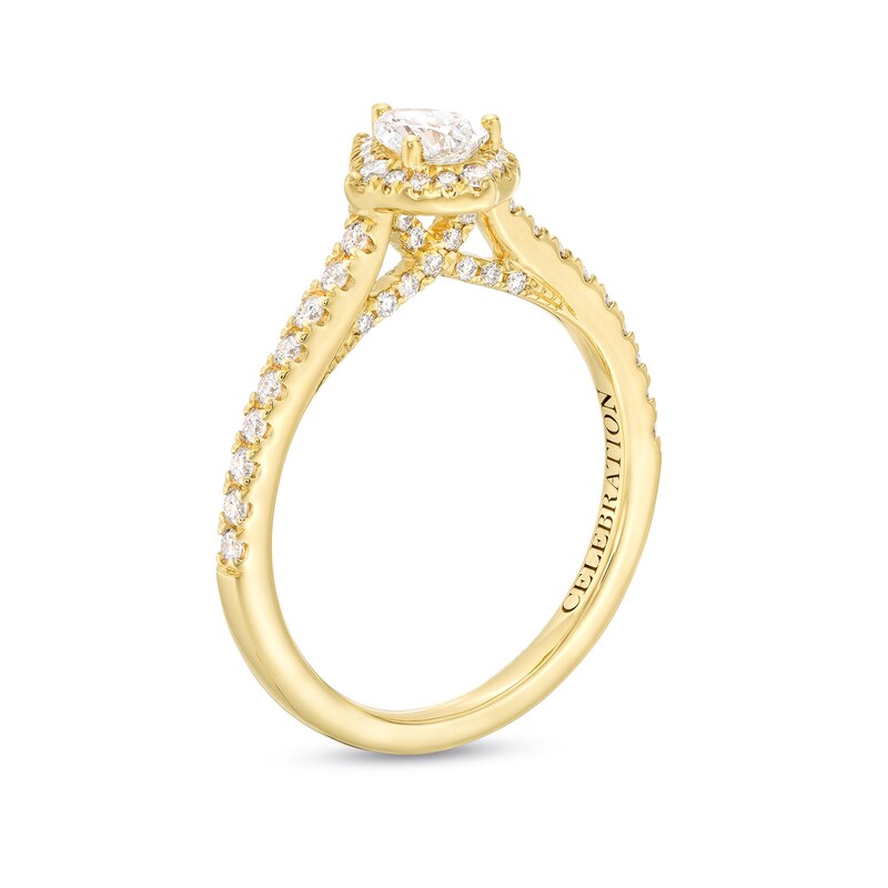 Celebration Infinite™ Canadian Certified Pear-Shaped Centre Diamond 0.69 CT. T.W. Frame Engagement Ring in 14K Gold