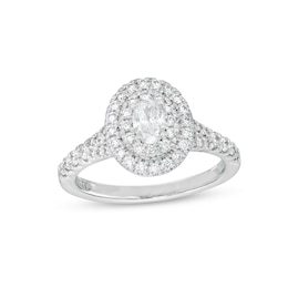 Celebration Infinite™ Canadian Ceritifed Oval Centre Certified Diamond 0.95 CT. T.W. Frame Engagement Ring in 14K White Gold