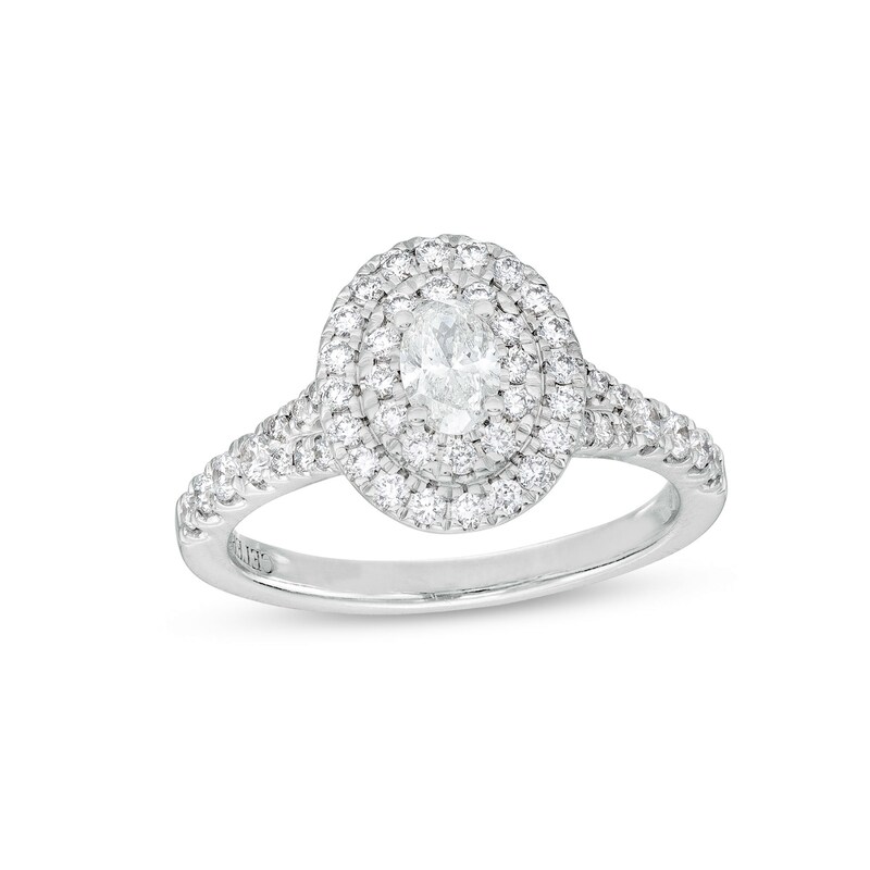 Celebration Infinite™ Canadian Ceritifed Oval Centre Diamond 0.95 CT. T.W. Frame Engagement Ring in 14K White Gold