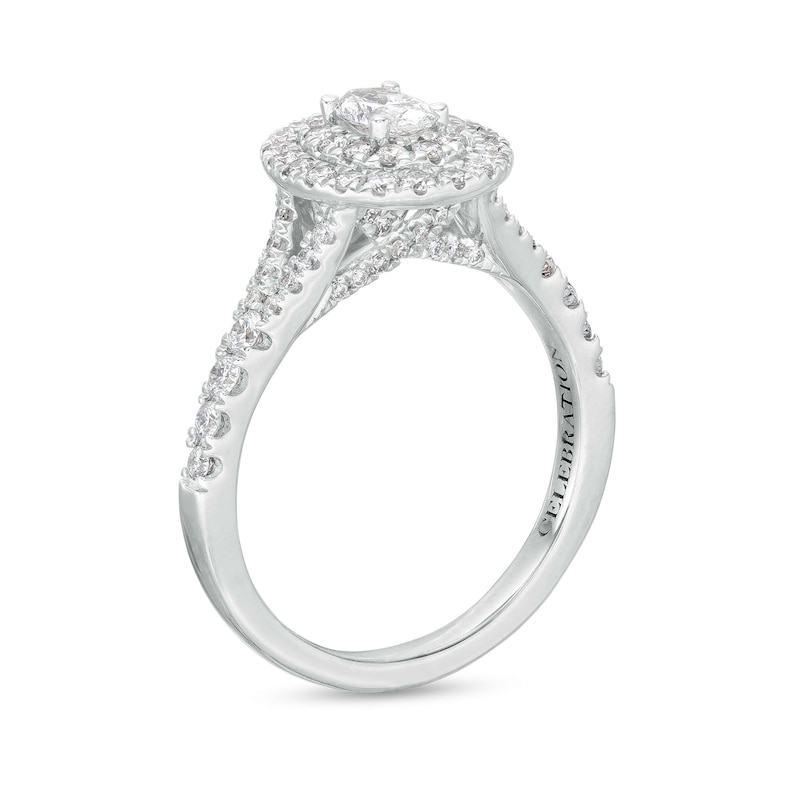 Main Image 3 of Celebration Infinite™ Canadian Ceritifed Oval Centre Certified Diamond 0.95 CT. T.W. Frame Engagement Ring in 14K White Gold