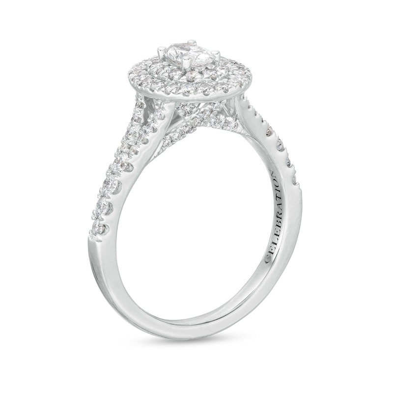 Celebration Infinite™ Canadian Ceritifed Oval Centre Diamond 0.95 CT. T.W. Frame Engagement Ring in 14K White Gold|Peoples Jewellers