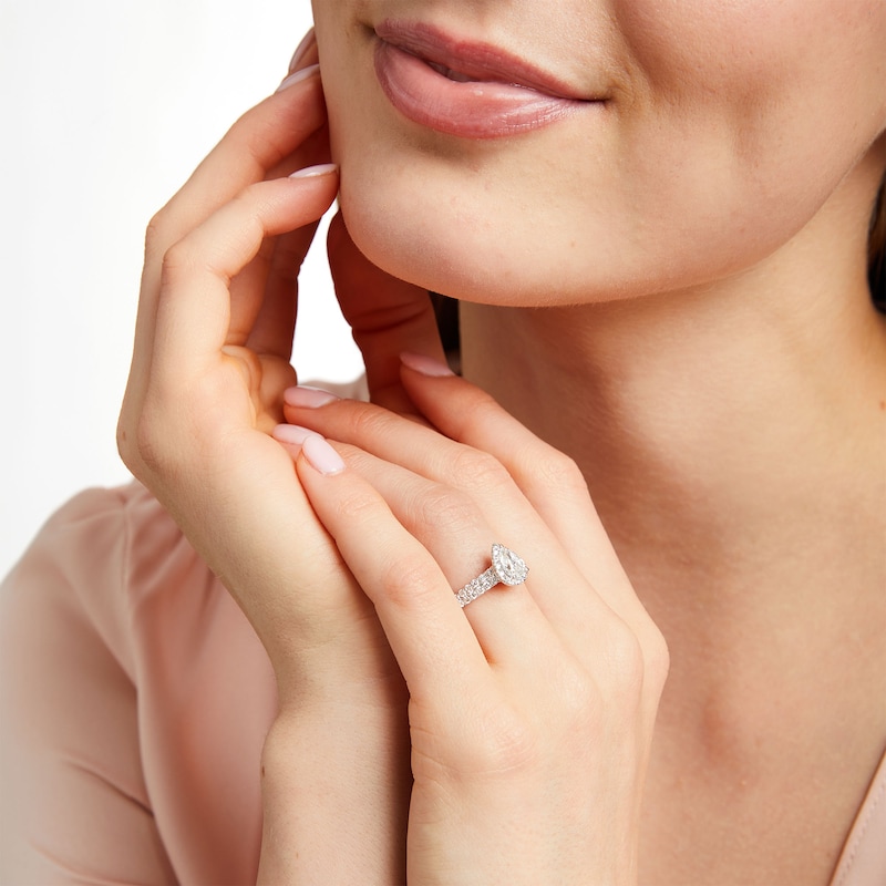 Main Image 2 of Celebration Infinite™ Canadian Certified Pear-Shaped Centre Diamond 1.20 CT. T.W. Engagement Ring in 14K White Gold