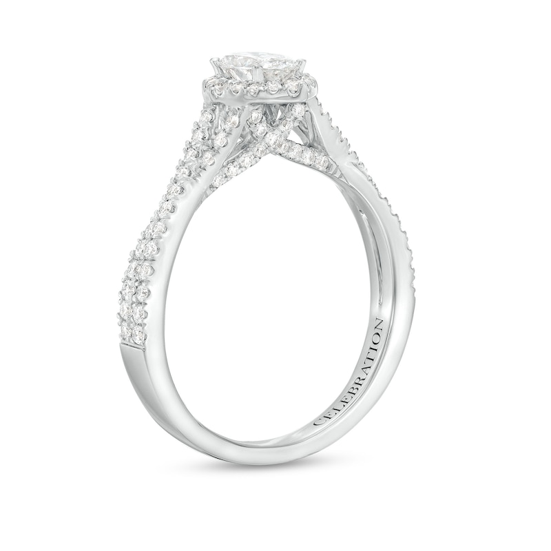 Celebration Infinite™ Canadian Certified Oval Centre Diamond 0.80 CT. T.W. Frame Engagement Ring in 14K White Gold