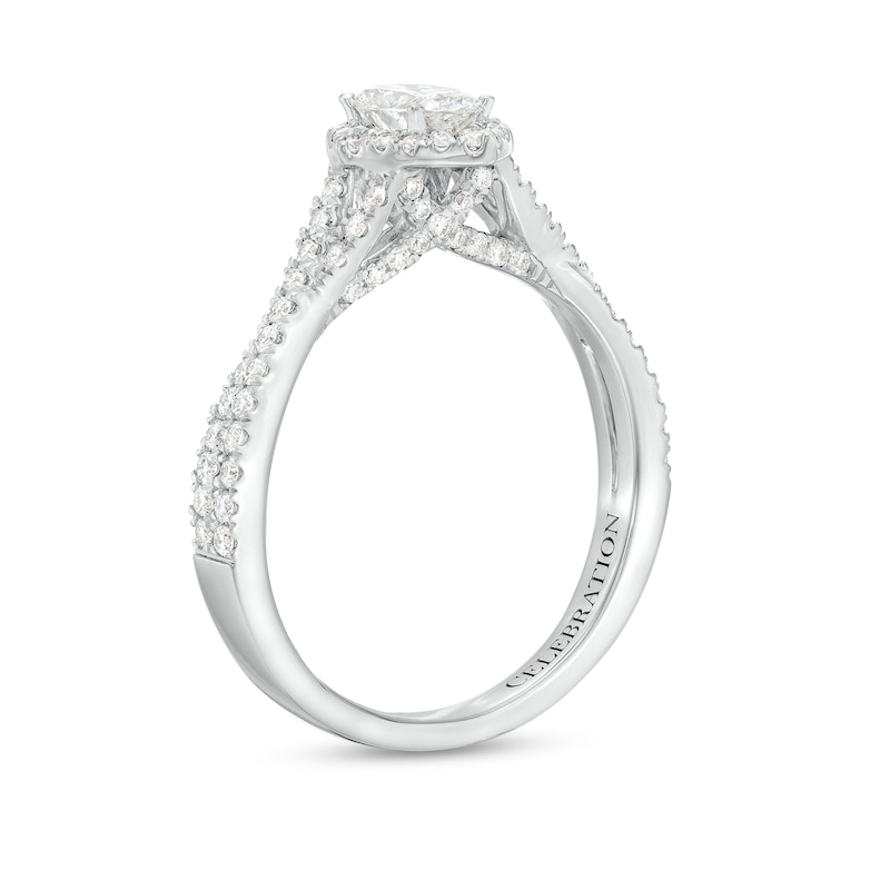 Main Image 3 of Celebration Infinite™ Canadian Certified Oval Centre Diamond 0.80 CT. T.W. Frame Engagement Ring in 14K White Gold