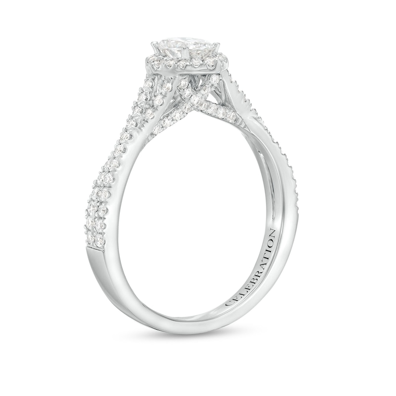 Celebration Infinite™ Canadian Certified Oval Centre Diamond 0.80 CT. T.W. Frame Engagement Ring in 14K White Gold|Peoples Jewellers