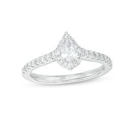 Celebration Infinite™ Canadian Certified Pear-Shaped Centre Diamond 0.69 CT. T.W. Engagement Ring in 14K White Gold