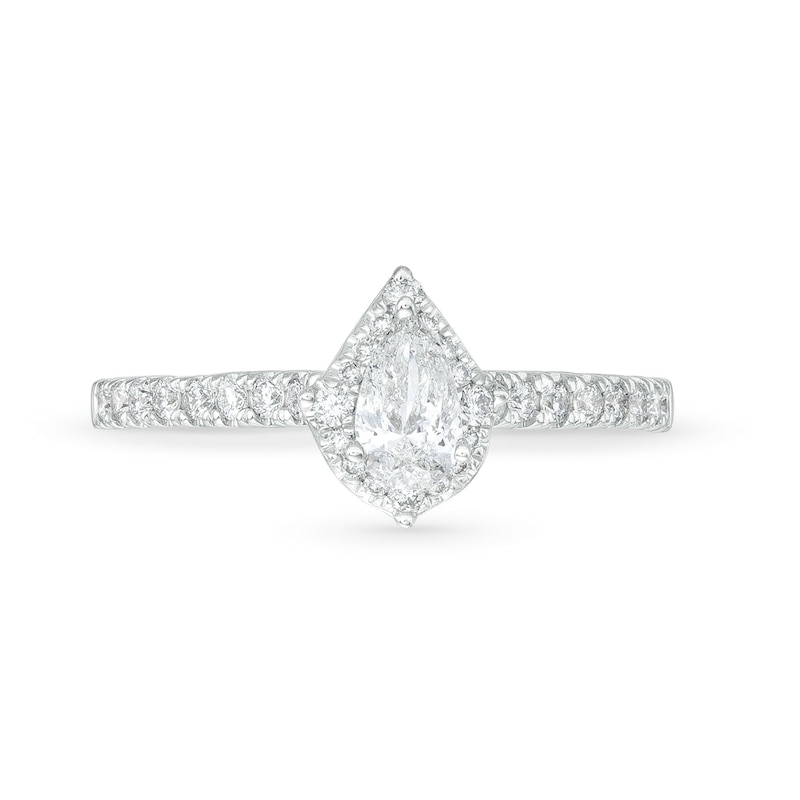 Celebration Infinite™ Canadian Certified Pear-Shaped Centre Diamond 0.69 CT. T.W. Engagement Ring in 14K White Gold