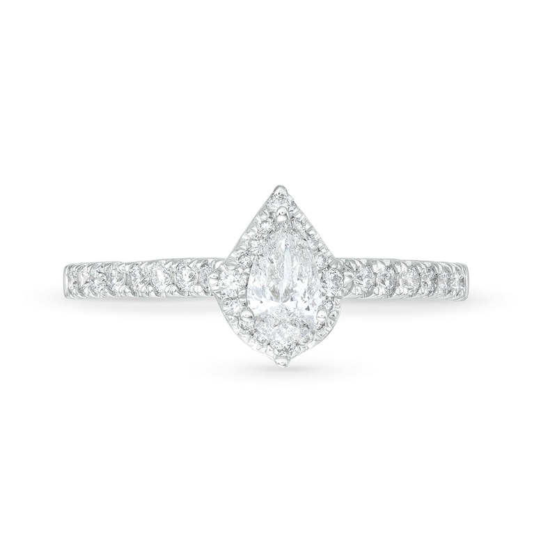 Main Image 4 of Celebration Infinite™ Canadian Certified Pear-Shaped Centre Diamond 0.69 CT. T.W. Engagement Ring in 14K White Gold