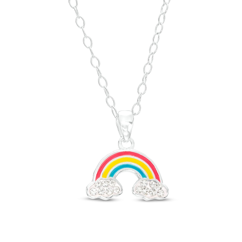 Child's Crystal Rainbow Enamel Pendant in Sterling Silver – 15"|Peoples Jewellers