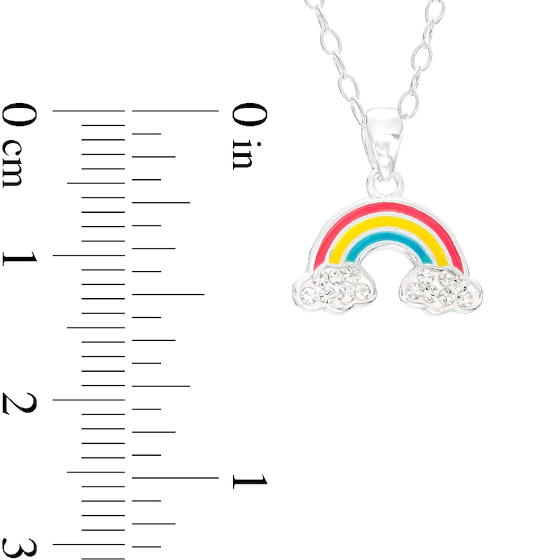 Child's Crystal Rainbow Enamel Pendant in Sterling Silver – 15"