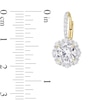 7.0mm White Lab-Created Sapphire Frame Flower Drop Earrings in Sterling Silver and Yellow Rhodium